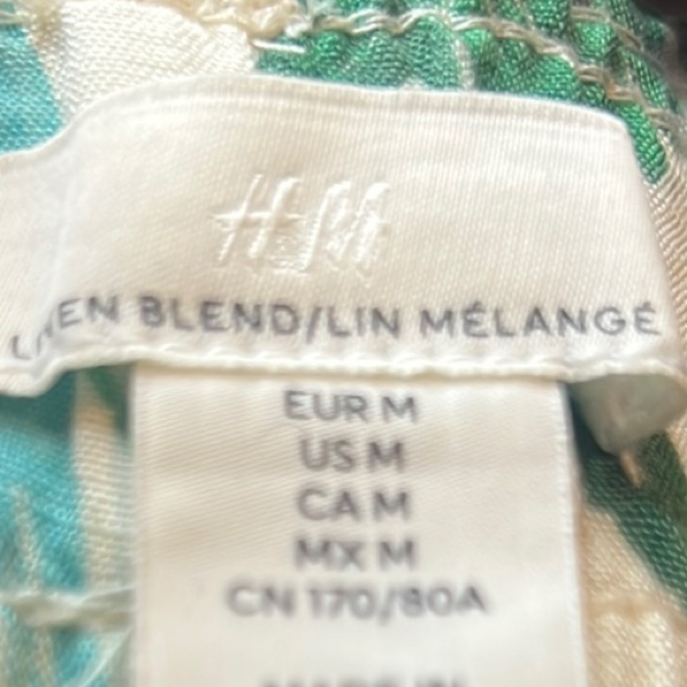 H&M Teal and Beige Linen Blend Shorts size Medium - Picture 9 of 9
